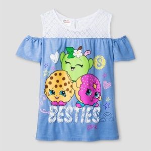 Shopkins Blue Shirt With White Lace Top
